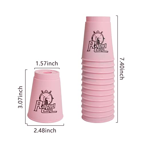 Tocypho Stacking Cups,12 Pack Small Size Quick Stack Cups Speed Training Game For Challenge Competition Travel Party, Small Size For Kids/Adults (Pink) #TOP1