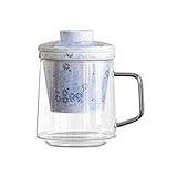 LJHFG63KUYT Vasos de vidrio Taza de té vidrio con infusor cerámica y tapa, 445 ml (15,7 oz), taza borosilicato asa for hojas sueltas para jugo