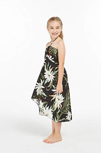 Image of Family Matching Hawaiian Clothes, Wispy Cereus Black | Lightweight 100% rayon • Family matching outfits • Tropical floral print • Beach vacations • Luaus • Cruises • Family photos