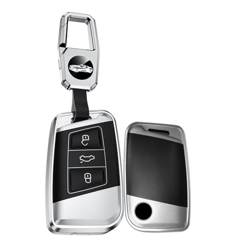 Coque porte-clés VW Passat Taos Jetta en métal finition luxe avec mousqueton noir premium