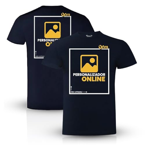 QCM · Camiseta Personalizable · Hombre · Manga Corta · 100% Algodón · Impresión Directa (DTG) sobre el Tejido (L, Marino)