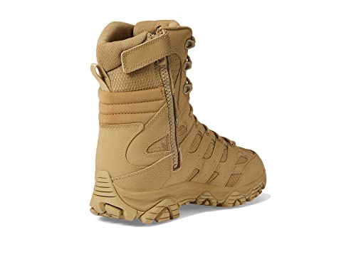 Merrell Men’s Moab 3 8” Zip Tactical Waterproof Boots, Durable & Comfortable Coated Leather Combat Hiking Shoes, Dark Coyote, 6.5