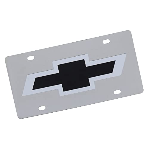 Eurosport Daytona, Inc. New Bowtie Logo License Plate for Chvey (Black On Chrome)