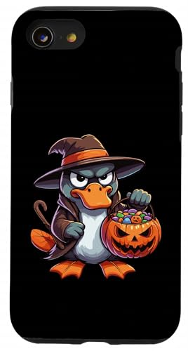 怖いハロウィーン カモノハシ ゴースト 不気味なキャンディバッグ スマホケース iPhone SE (2020) / 7 / 8 用