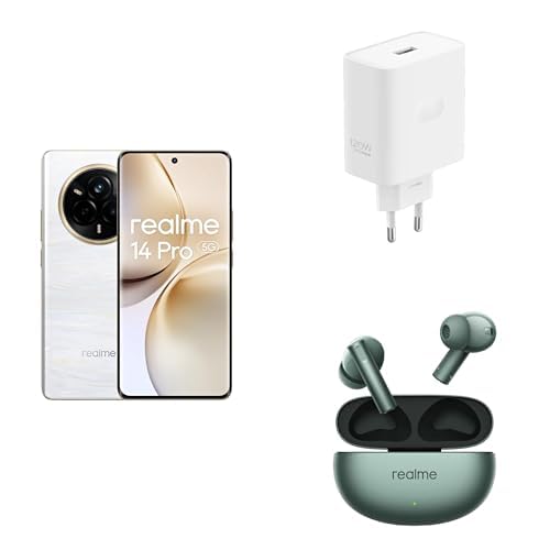 realme 14 Pro 5G 512GB 12GB Pearl White + 120W Power Adapter+Air 6 Green