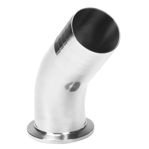 Image of DERNORD Sanitary Hose Barb Pipe Fitting 1.5 inch Tri Clamp (50.5MM Ferrule) 45 Degree Elbow Tube OD 1-1 /2 inch /38MM