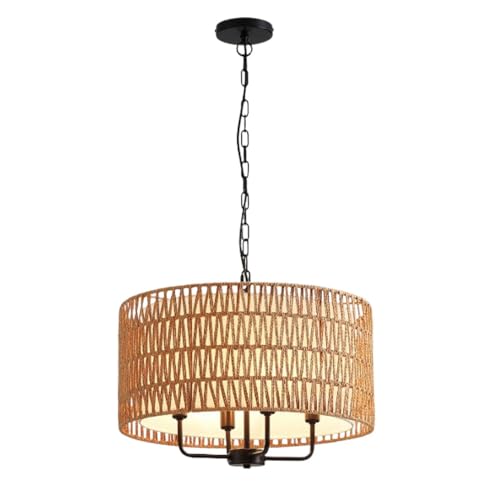 Lustre en rotin haut de gamme luminaire fait main CONERY