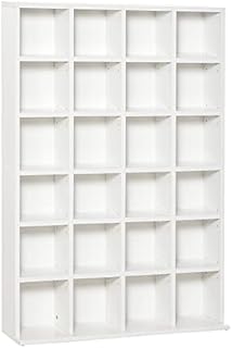 HOMCOM 480 CD / 312 DVD Storage Shelf Rack Media Storage Unit Shelves Racks Wooden Bookcase Display Unit with 4 Adjustable Shelves White
