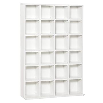HOMCOM 456 CD/ 336 DVD Storage Unit, Media Storage Shelf, Wooden Display Unit with Adjustable Shelves, 89 x 130.5 cm, White