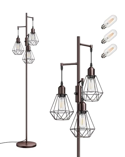 EDISHINE Lámpara Industriale Regolabile con 3 Lampade LED, per Sala, Camera da Letto, Ufficio,...