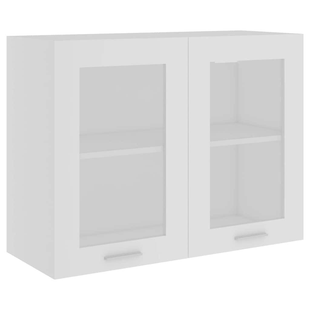 vidaXL Mobile Pensile con Vetro Bianco 80x31x60 cm Legno Multistrato