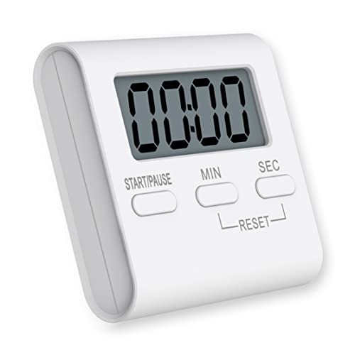 JZK Temporizador de cocina digital pequeño para cocinar, temporizador de cocina magnético blanco con alarma fuerte para personas mayores y niños, temporizador electrónico simple de cocina