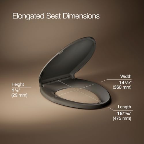 Image of KOHLER 4636-RL-K4 Cachet ReadyLatch Elongated Toilet Seat Slow Close, Soft Close Toilet Seat Quiet Lid, Contoured Grip-Tight Bumpers Installation Hardware, Apartment Essentials, Cashmere (Pack of 4)
