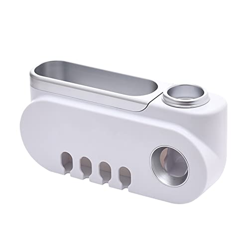 Porte-brosse à dents et distributeur de dentifrice blanc argenté pour la famille