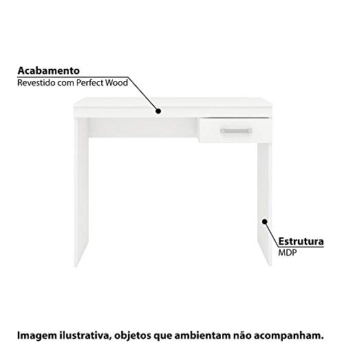 Mesa de Escritório com 1 Gaveta - Branco