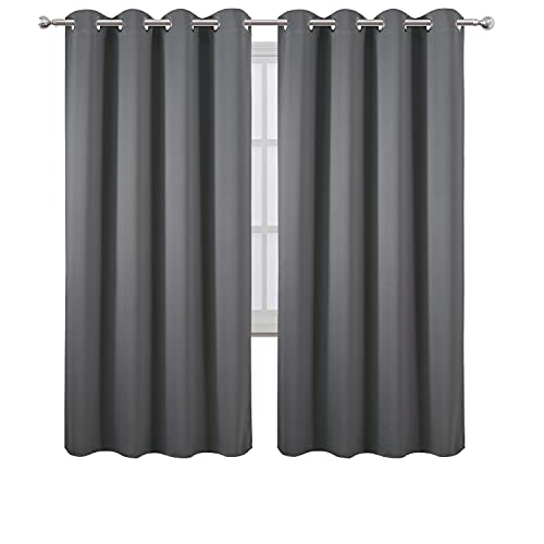 Image of LEMOMO Grey Blackout Curtains /52 x 72 Inch /Set of 2 Panels Thermal Insulated Room Darkening Curtains for Bedroom