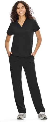 COZYFIT Scrubs for Women Set Medical Uniform - V-Neck Top & Straight Leg Pants with 9 Pockets, Unisex Workwear COZY SCRUBS