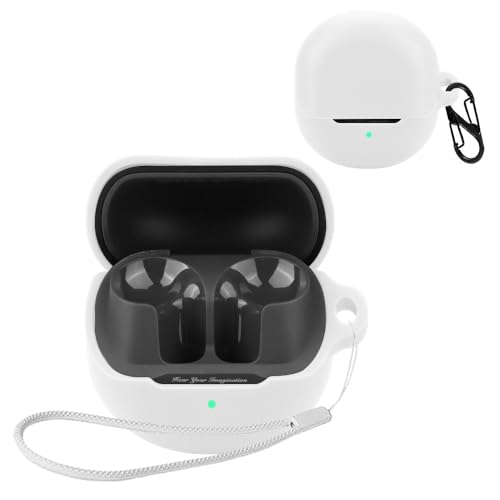 For SOUNDPEATS Air5 用 ケース カバー【JIAYJP】SOUNDPEATS Air5 シリコン ケース 軽量 薄型 滑り止め 収納カバー 全面保護 充電便利 SOUNDPEATS Air5 保護ケース(ホワイト)