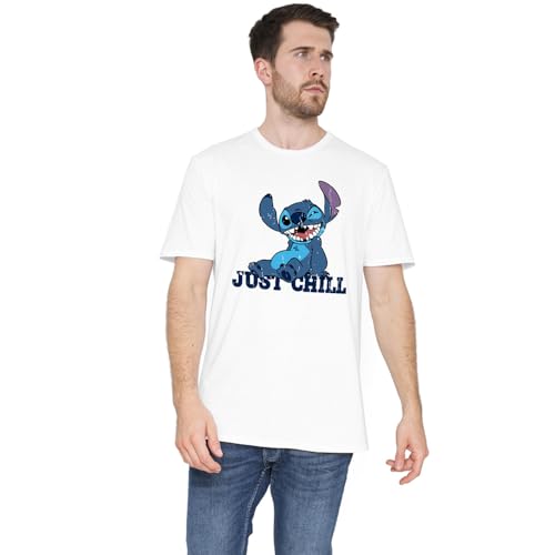 T-shirt Stitch Disney homme vêtement blanc Cotton Soul imprimé Just Chill