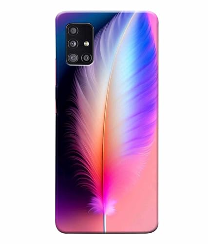 Image of Printed Hard Back Case Cover & Compatible for Samsung Galaxy A51 5G | Colourful Feather (Multicolor) - D1181