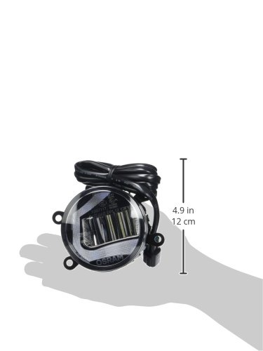 Hand holding an Osram Ledfog101 lamp, showing its approximate size of 12 cm