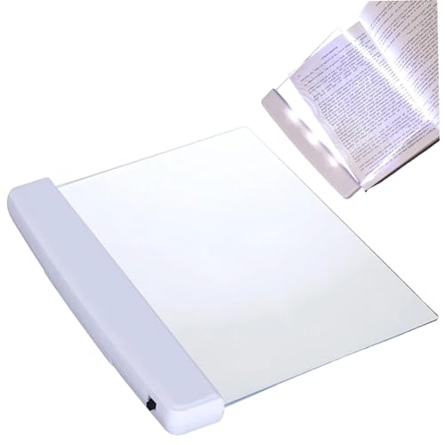 Muzrunq Lampada da libro piatta 6, 7x5, 7 pollici Lampada da lettura a LED trasparente a pagina intera da libro per leggere letto da luci per pagina per regali per adulti.