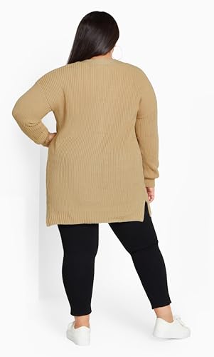 Women's Plus Size Boyfriend Rib Knit Open Front Cardigan4