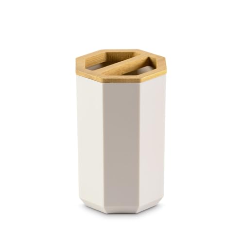 Image of Freelance Portofino ABS Bathroom Accessories Set of 5, Cappuccino - Liquid Handwash Soap Dispenser, Brush /Toothbrush Holder, Tumbler, Dish, Tray - Plastic Set for Wash Basin - Stronger Than Ceramic
