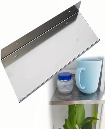 Wall Mounted Floating Shelf - 304 Stainless Steel Organizer Rack for Kitchen, Bathroom, Balcony, Laundry Room (19.7"x7.9"x1.2") - Durable, Stylish Storage Solution