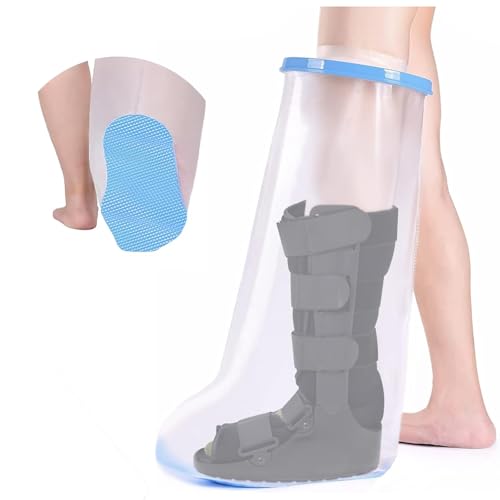 VALLEYWIND Waterproof Extra Wide Leg Cast Cover for Shower Adult Anti-Slip Sealed Watertight Cast Protector for Shower Foot Cast Bag for Surgical Boots Splints Fit Leg Size 14.5''-25.1''