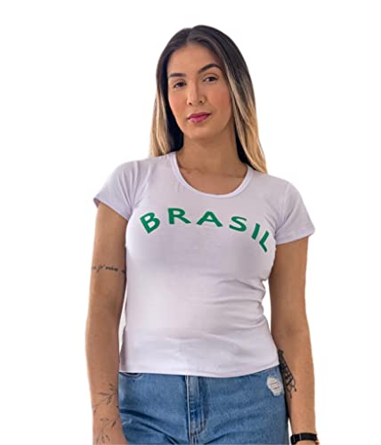 Blusa Feminina Brasil Copa Do Mundo T-shirt Camiseta (GG, Azul)