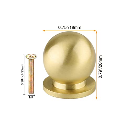 Tiazza 4pcs Round Solid Brass Knobs Antique Cabinet Drawer Small Handle Modern Minimalist Pulls (Gold) - Image 3