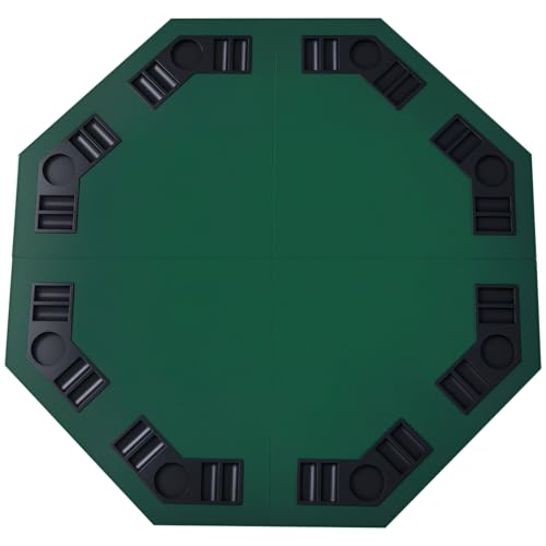 HomCom 48'' Octagon Blackjack Poker Game Table Top Folding 8 Player Fit Various Desktop
