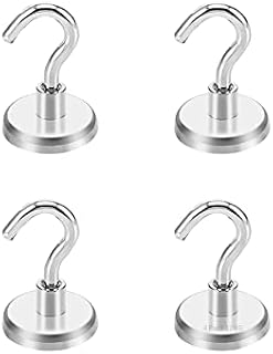 Magnetic Hooks, 26lbs Extra Strong Magnets Heavy Duty Hanging Hooks, Detachable Thread Connection Swivel Neodymium Rare Earth, Anti-Corrosion for Fridge Kitchen Key Holder Cruising (26 lbs * 4 pcs)
