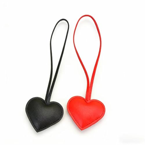DESIAR 2 PCS Leather Heart Bag Charms Keychain for Women