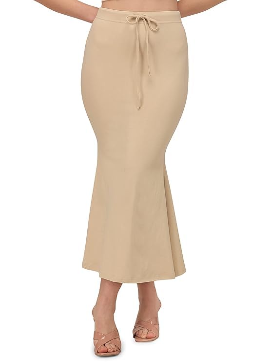 Image of Saree Shapewear Petticoat for Women Cotton Blended Lycra Body Shaper Peticoat, Long Under Skirt Dress for Saree,Stretchable Fishcut Innerwear for Ladies Saree in Party