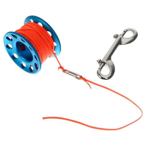 Carrete de aluminio azul para buceo en cuevas con cuerda de bordes redondeados UKCOCO