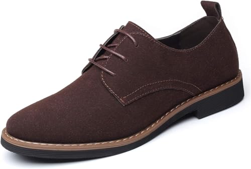 Men's Casual Oxford Shoes Classic Suede Formal Business Lace Up Chunky Heel Comfortable Round-Toe Non-Slip Low-top Leather Casual Shoes2