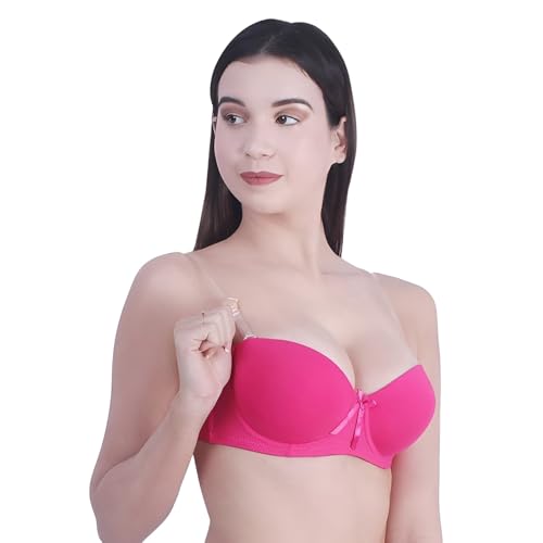 Image of Women's Balconette Bra Transparent Strapless Backless Invisible Clear Back Underwire Pushup Padded Bra Cups Demi