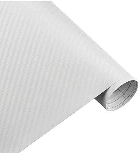 MANEAA ENTERPRISES White Carbon Self Adhesive 3D Vinyl Carbon Fiber Textured Sheet Roll Car Wrapping Sticker Decal Film (2 x 8 Feet)