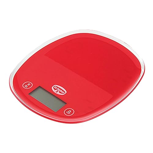 Dr. Oetker Digitale Backwaage 22cm, Küchenwaage mit großem und gut lesbarem Display, präzise Einteilung in 1g-Schritten, hoher Bedienkomfort durch Sensortasten, (Farbe: rot), Menge: 1 Stück