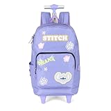 Mochila com Rodinhas e Alças Stitch Lilás com Preto MC47736SC2500 Luxcel