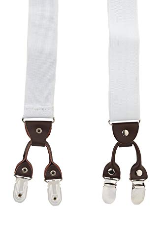 Image of The Tie Hub Suspenders for Men Elastic Adjustable Y Back Braces with Strong Metal Clips for Wedding Formal Office Wear