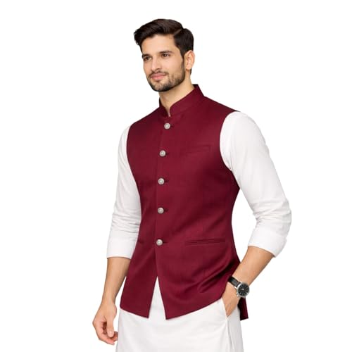 Image of DesignerBin Men's Nehru jacket Waistcoat, Modi Jacket with Beautiful Color