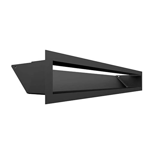 Rejilla de ventilación KRATKI Air | Rejilla de Aire Caliente 9 x 60 cm | Negro | Rejilla de Escape para ventilación de chimeneas | Entrada de Aire en un ángulo de 45 Grados