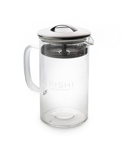 Rishi Tea Simple Brew Teapot - For 20oz Loose Tea Preparation, Built-in Strainer, Everyday Teaware, Easy to Clean, Borosilicate Glass, Enjoy Hot or Iced - 600ml