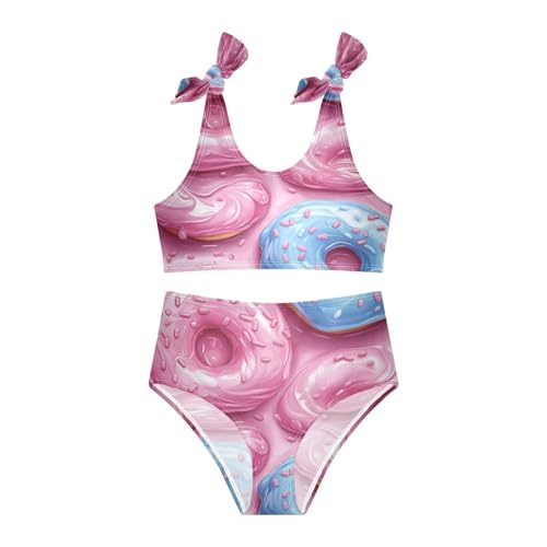 Abstract Rainbow Dount Dessert Colorful Girls Tankini Swimsuit Kids Bikini Sets 2 Pcs Bathing Suit 3T3