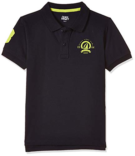 Image of Amazon Brand - Jam & Honey T Shirts for Boys | Regular Fit Solid Print Boys Polo | 100% Cotton Half Sleeves Boys Tshirt Navy