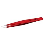 Tweezerman Stainless Steel Point Tweezer - Eyebrow Precision Tweezers, Facial and Ingrown Hair Removal (Signature Red)