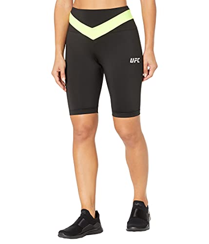 Short de yoga 3/4 UFC noir et jaune en taille S avec panneaux contrastés